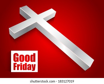 Good Friday concept with Illustration of 3D Jesus cross on red background.