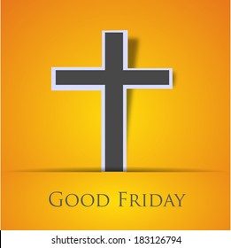 Good Friday concept with Illustration of Jesus cross on orange background.