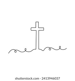 Good friday continuous one line drawing of outline vector illustration