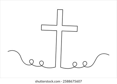 Good Friday continuous one line art drawing of outline vector art illustration
