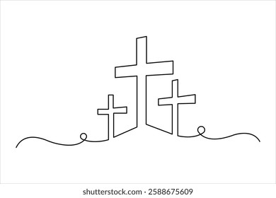 Good Friday continuous one line art drawing of outline vector art illustration