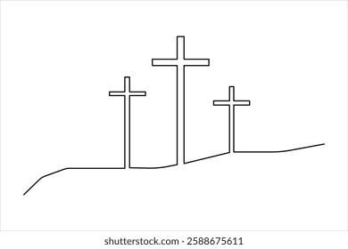 Good Friday continuous one line art drawing of outline vector art illustration