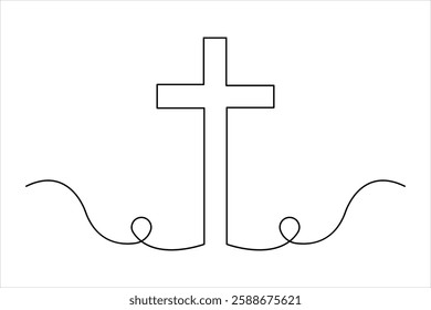 Good Friday continuous one line art drawing of outline vector art illustration
