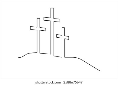 Good Friday continuous one line art drawing of outline vector art illustration