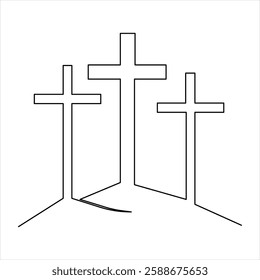 Good Friday continuous one line art drawing of outline vector art illustration