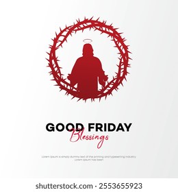 Good Friday Creatives with Text and Christian Cross Vector Illustration. For use Post or Greeting Card