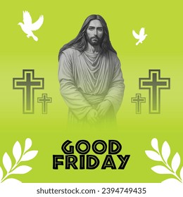 Good Friday Designs Religious, Christian Faith Banner for Church Events  Festive Celebrations Editable, Curved Cursive Art