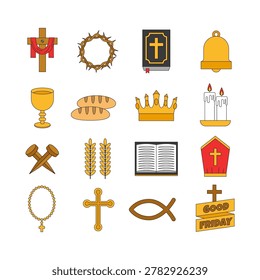 Good Friday and Easter Christian Religious Elements Collection