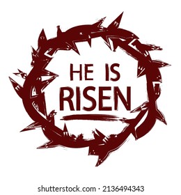 good friday or easter day background design. He is risen inside a crown of thorns.