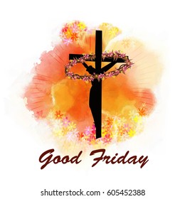 Good Friday & Easter day. Vector illustration of Jesus Christ's crucifixion and Resurrection. 