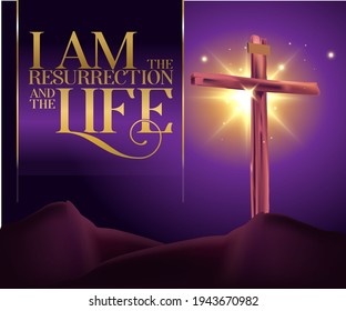 Good Friday Easter Sunday i am the resurrection vector illustration