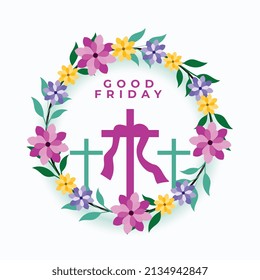 good friday flower frame decoration with cross