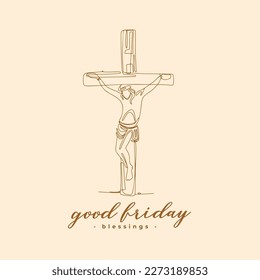 good friday greeting background with crucifix design vector