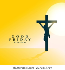 good friday greeting background with jesus christ crucifixion vector