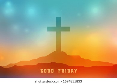 good friday heavenly scene with cross symbol