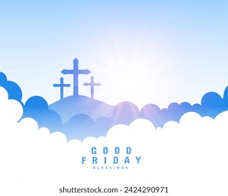 good friday holiday background with papercut clouds vector