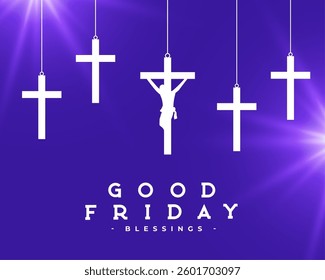 good friday holiday purple background with hanging cross vector