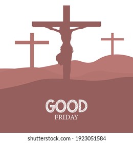 Good Friday illustration of Jesus on cross for Christian religious occasion . background, greetings, banners, poster, logo, symbol, religious elements and print.