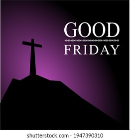 Good Friday, illustration of three cross on a dark background	
