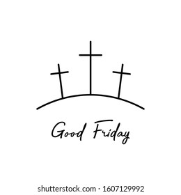 Good Friday illustration. Three Crosses with inspiration Good Friday, isolated on white background. Vector illustration