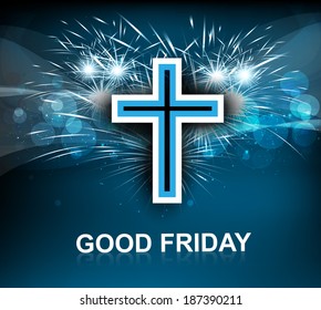 Good Friday For Jesus Cross On Blue Colorful Background Vector 