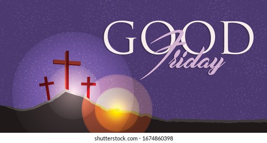 Good Friday label with gold style on red background.