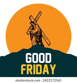 good friday poster design with cross and clouds