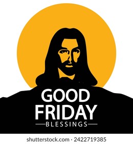 good friday poster design with cross and clouds