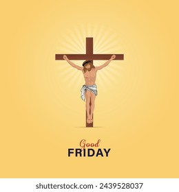 good Friday poster, social media post, vector Good Friday cross, Three Crosses on Good Friday