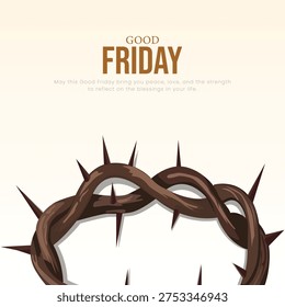 Good Friday Religious Background with Crown of Thorns Illustration Holy Week Good Friday vector illustration.