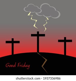 Escena del Viernes Santo tres cruces 