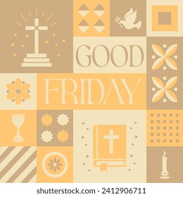 Good Friday seamless pattern in scandinavian style postcard with Retro clean concept design