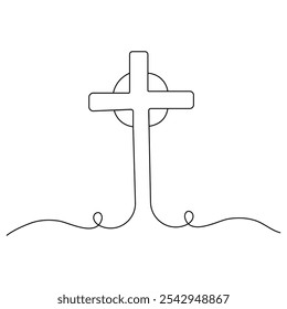 Good friday single line art, continuous one line drawing of  Isolated outline vector icon  