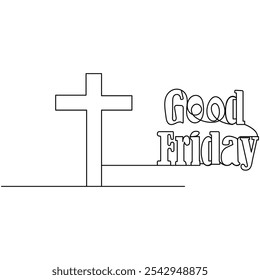 Good friday single line art, continuous one line drawing of  Isolated outline vector icon  