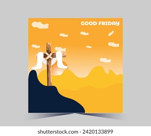 Good friday social media post illustration of jesus on cross