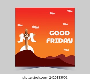 Good friday social media post illustration of jesus on cross