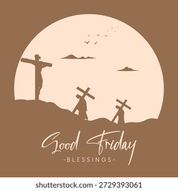 Good Friday vector design with cross and faith symbols in a clean and respectful style. Perfect for church posters, social media posts, banners, and religious themed designs.