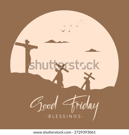 Good Friday vector design with cross and faith symbols in a clean and respectful style. Perfect for church posters, social media posts, banners, and religious themed designs.
