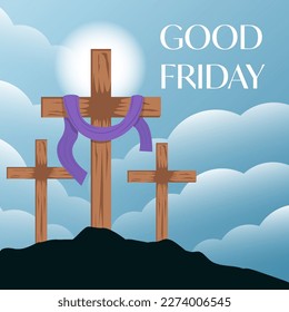 buena ilustración de diseño vectorial de viernes con cruz en la colina