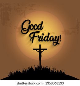 Good Friday vector illustration . Background, greetings, banners, poster, logo, symbol, religious elements and print. - Vector