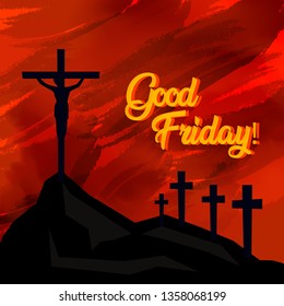 Good Friday vector illustration . Background, greetings, banners, poster, logo, symbol, religious elements and print. - Vector