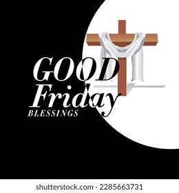 Ilustración vectorial del Viernes Santo. Tipografía de bendición del Viernes Santo. Antecedentes, saludo, pancarta, afiche, logotipo, símbolo, religión,