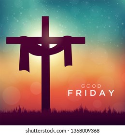 Good Friday vector illustration for christian religious with cross