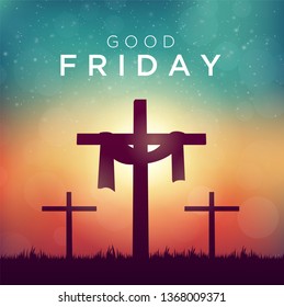 Good Friday vector illustration for christian religious with cross