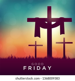 Good Friday vector illustration for christian religious with cross