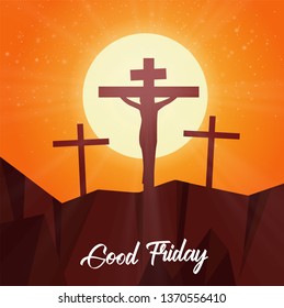 Good Friday vector illustration for christian religious with cross