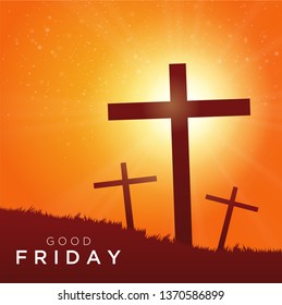 Good Friday vector illustration for christian religious with cross