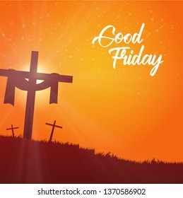 Good Friday vector illustration for christian religious with cross