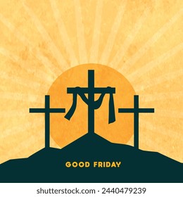 Good Friday vector illustration for christian religious occasion with cross . Can be used for background, greetings, banners, poster, logo, symbol, religious elements and print.