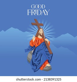 Good Friday, vector illustration of Jesus Christ Crucifixion.
